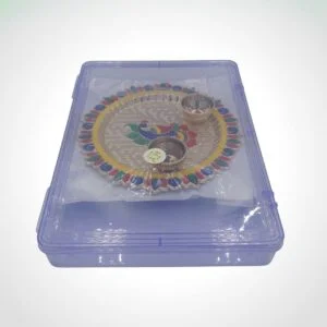 Haldi Kumkum Acrylic Holder Peacock Theme round